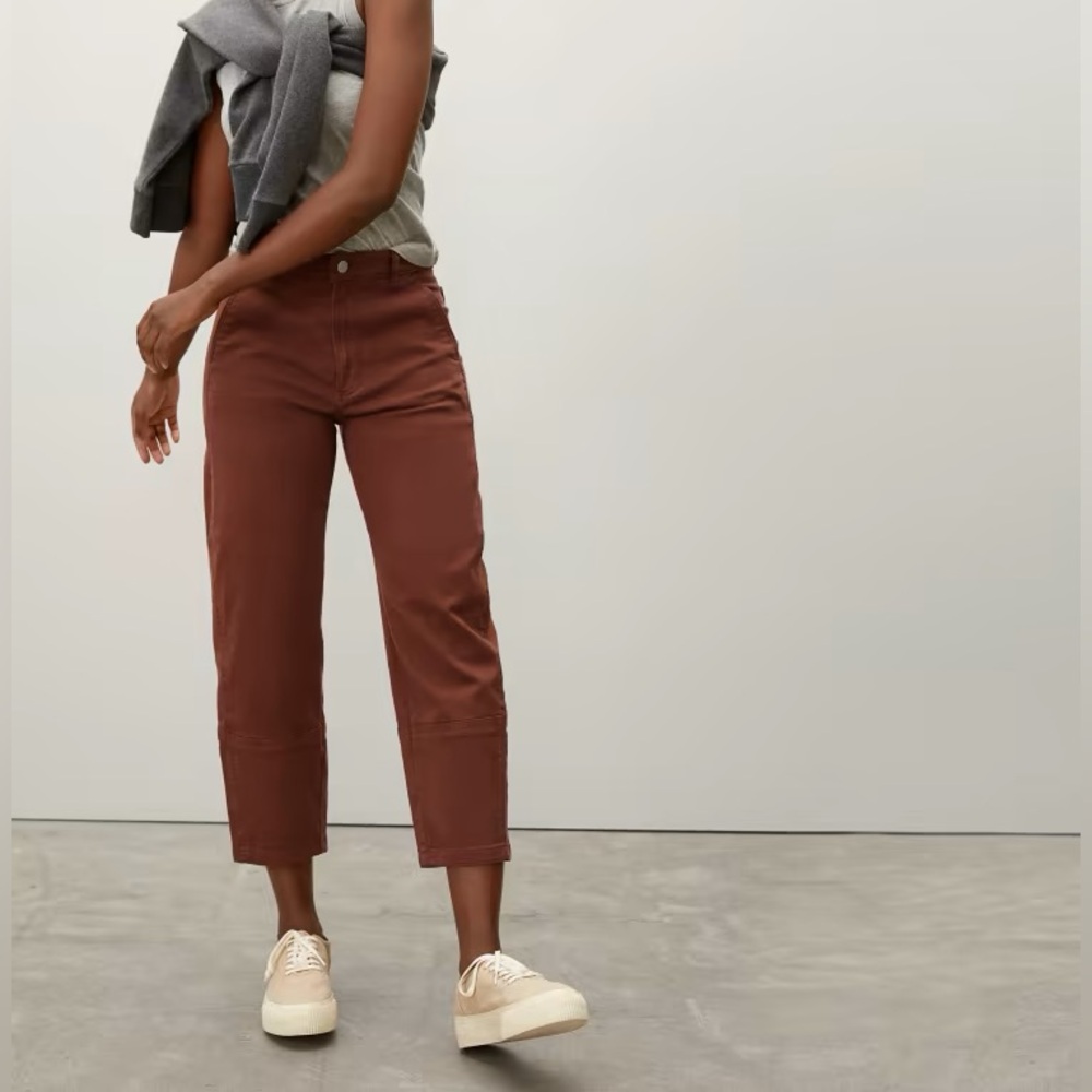 Everlane High-Rise Cropped Pants in Brown
